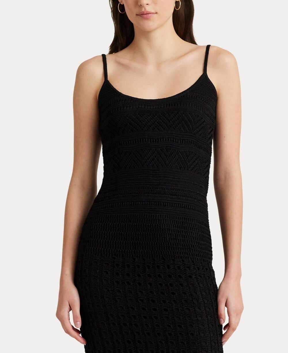 Elegant Ralph Lauren Black Womens Crochet MIDI Sundress Size Large